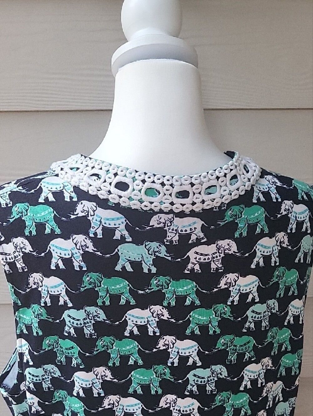 Crown & Ivy Navy Dress with Teal and White Elephant Print Size XL - Picture 4 of 13